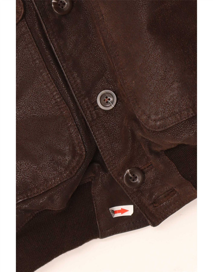 Vintage hombres bombardero chaqueta de cuero IT 48 marrón medio