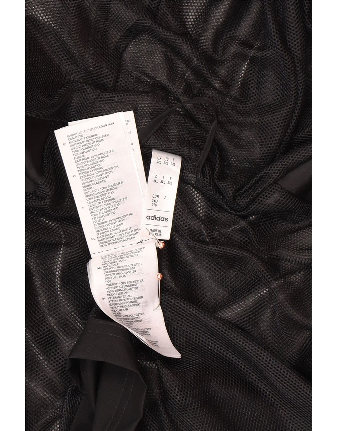 ADIDAS Chaqueta impermeable con capucha gráfica para hombre UK 46 3XL Poliéster negro