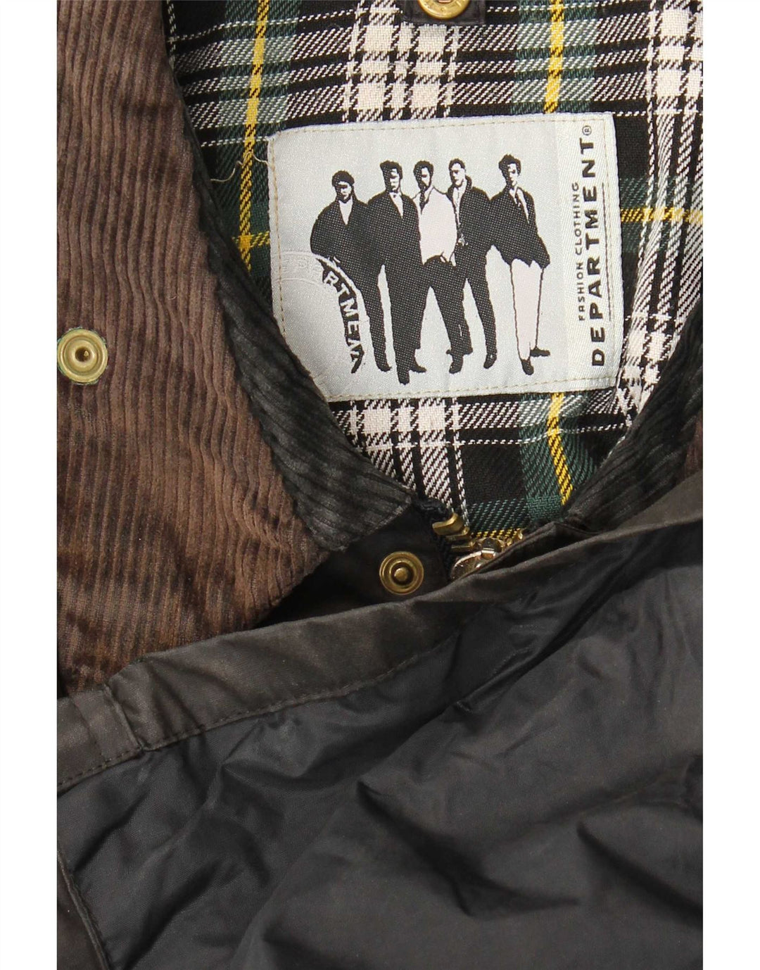 Vintage hombres encerado chaqueta de algodón Reino Unido 44 2XL negro