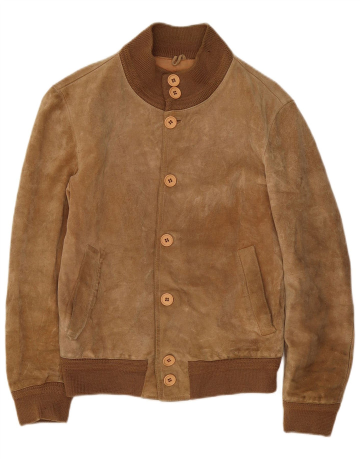Vintage hombres ante bomber chaqueta IT 46 pequeño beige
