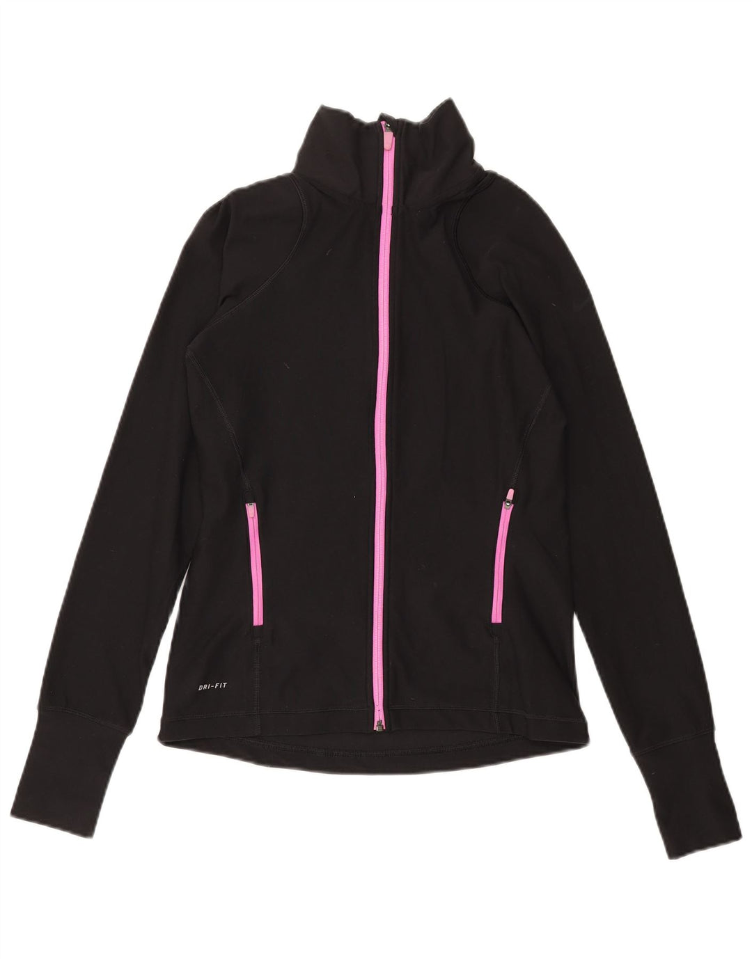 Nike Mujer Dri Fit Chándal Top Chaqueta UK 12 Mediano Negro Poliéster