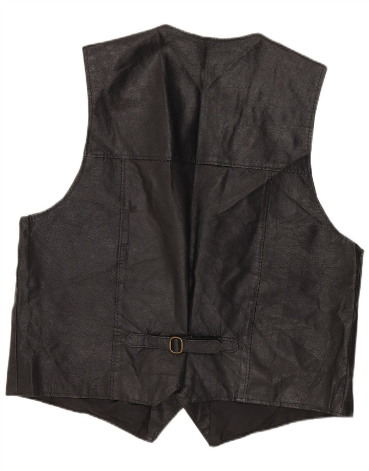 Chaleco de cuero vintage para hombre XL negro