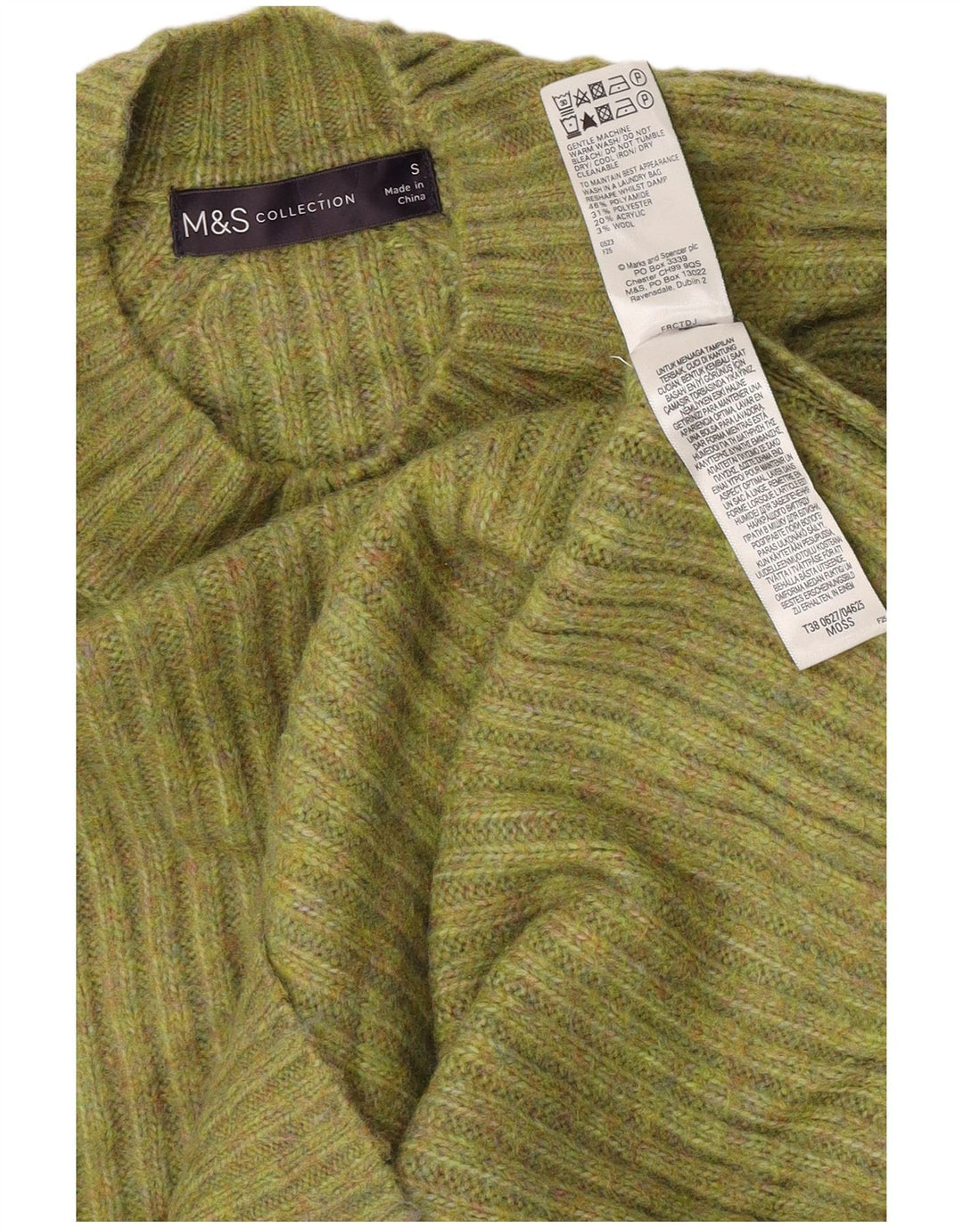 Marks & Spencer Suéter con Cuello Alto para Mujer UK 10 Small Green