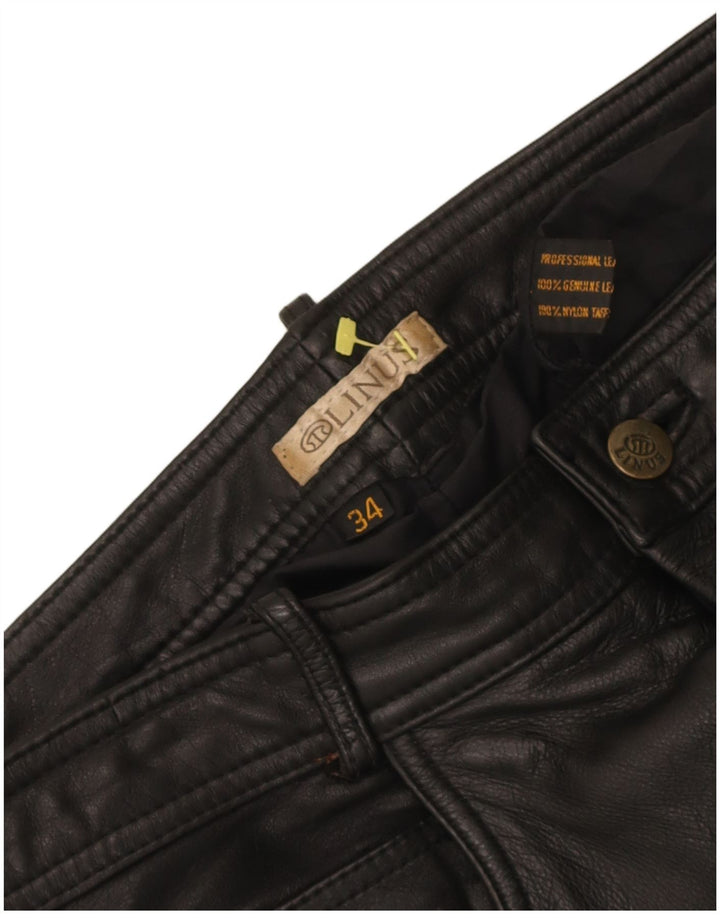 Linus Hombre Pantalones De Cuero Slim W34 L34 Negro