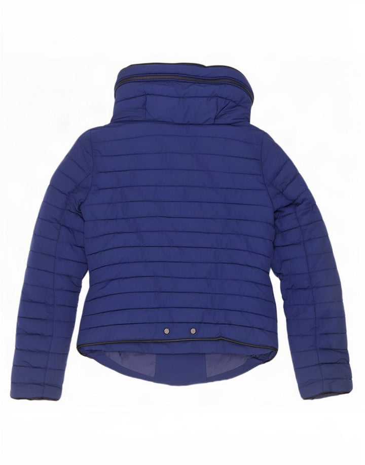 Zara Mujer Chaqueta Acolchada Con Capucha UK 10 Small Azul