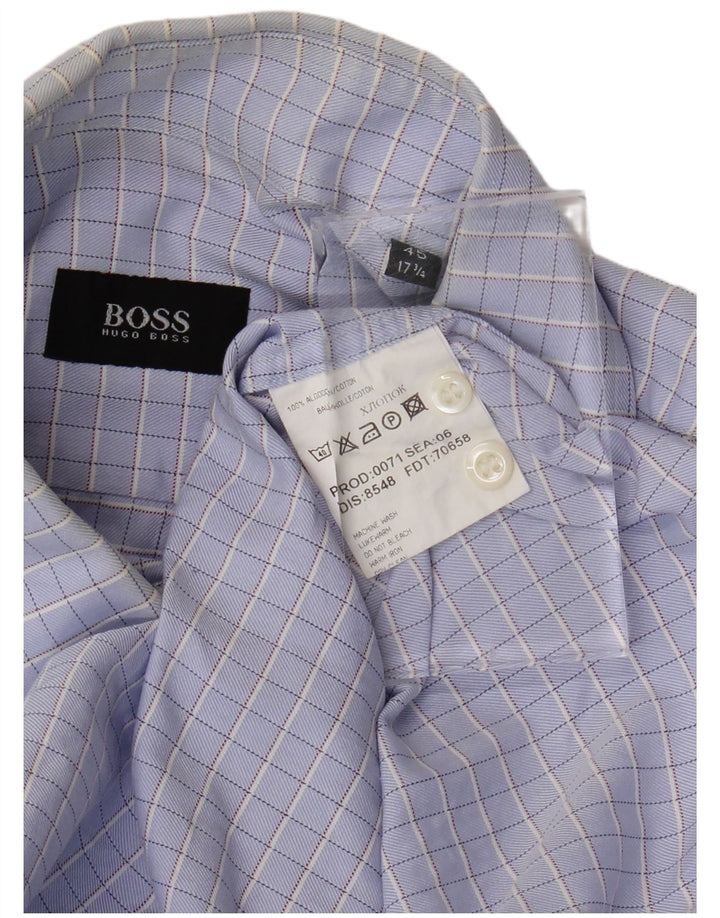 Camisa HUGO BOSS para hombre Talla 45 17 1/2 XL Algodón a cuadros morado