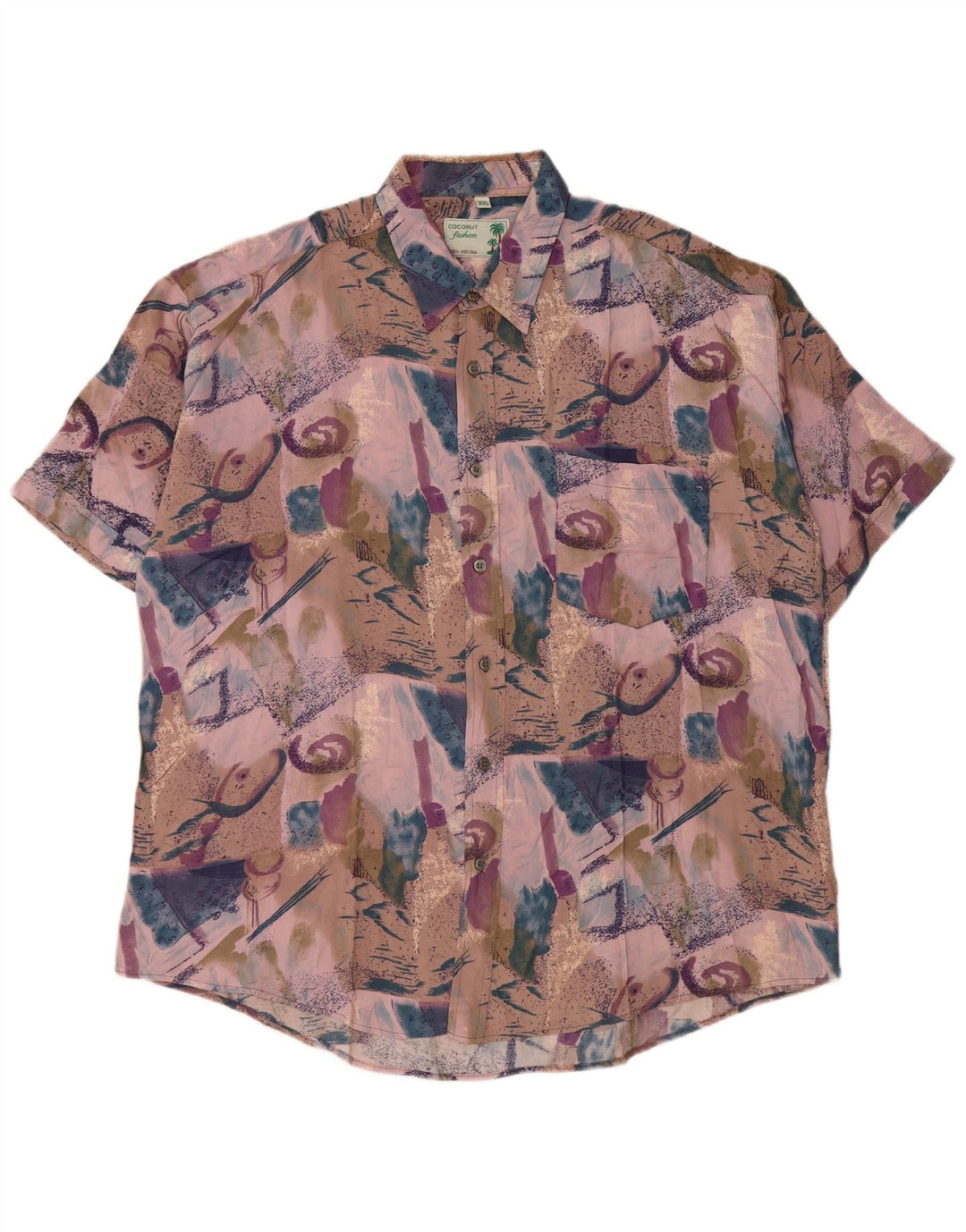 Camisa de manga corta con patrón abstracto para hombre de coco 2XL Púrpura Tropical