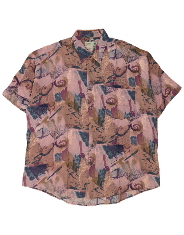 Camisa de manga corta con patrón abstracto para hombre de coco 2XL Púrpura Tropical