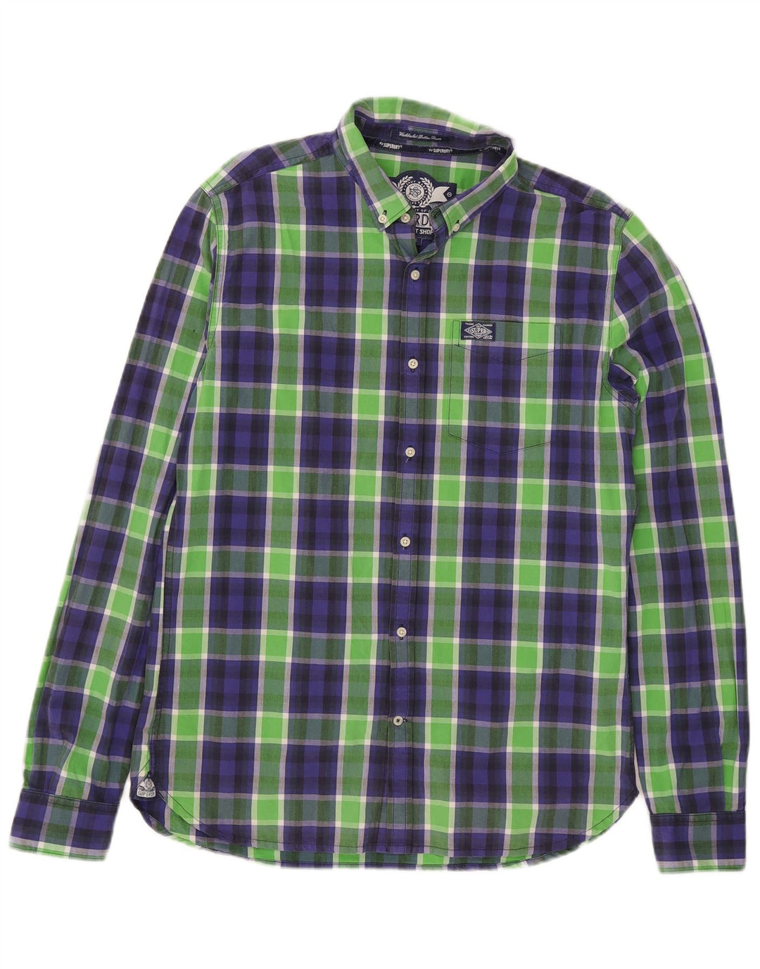 Camisa Superdry para hombre de algodón a cuadros verdes grandes