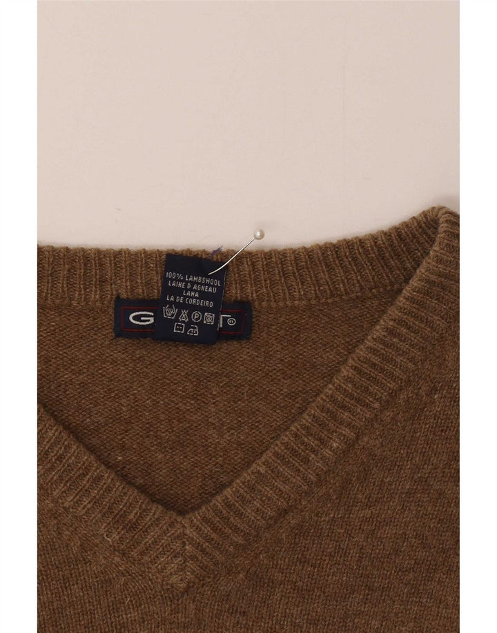 Gant Jersey Con Cuello En V De Lana De Cordero Moteada En Marrón Medio |