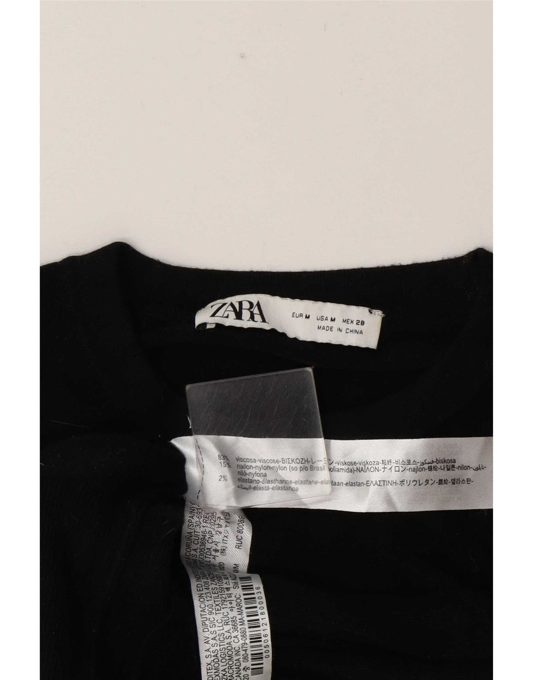Zara - Jersey de cuello redondo para mujer, talla 40, talla mediana, viscosa negra