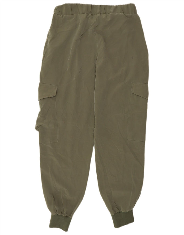 Zara Mujer Joggers Pantalones Cargo Pequeño W28 L27 Poliéster Caqui