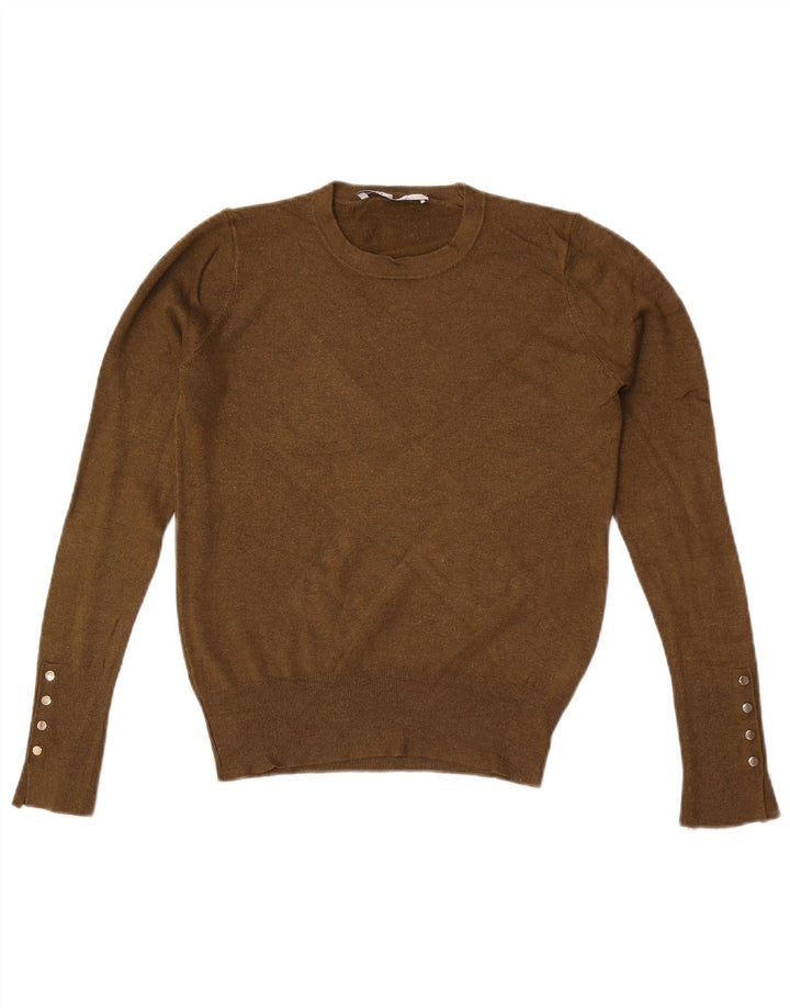 Zara Mujer Cuello Redondo Jersey Jersey UK 12 Medium Caqui