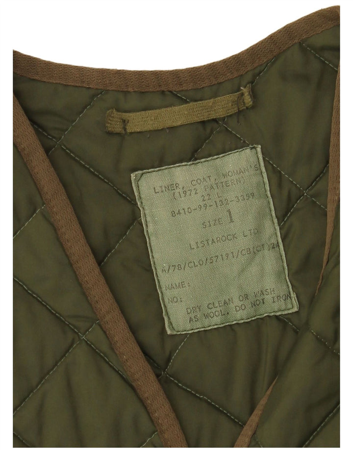 Vintage mujeres de gran tamaño acolchado Gilet US 1 XS Caqui