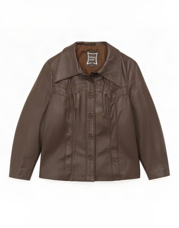 Chaqueta de cuero vintage para mujer IT 44 Marrón medio