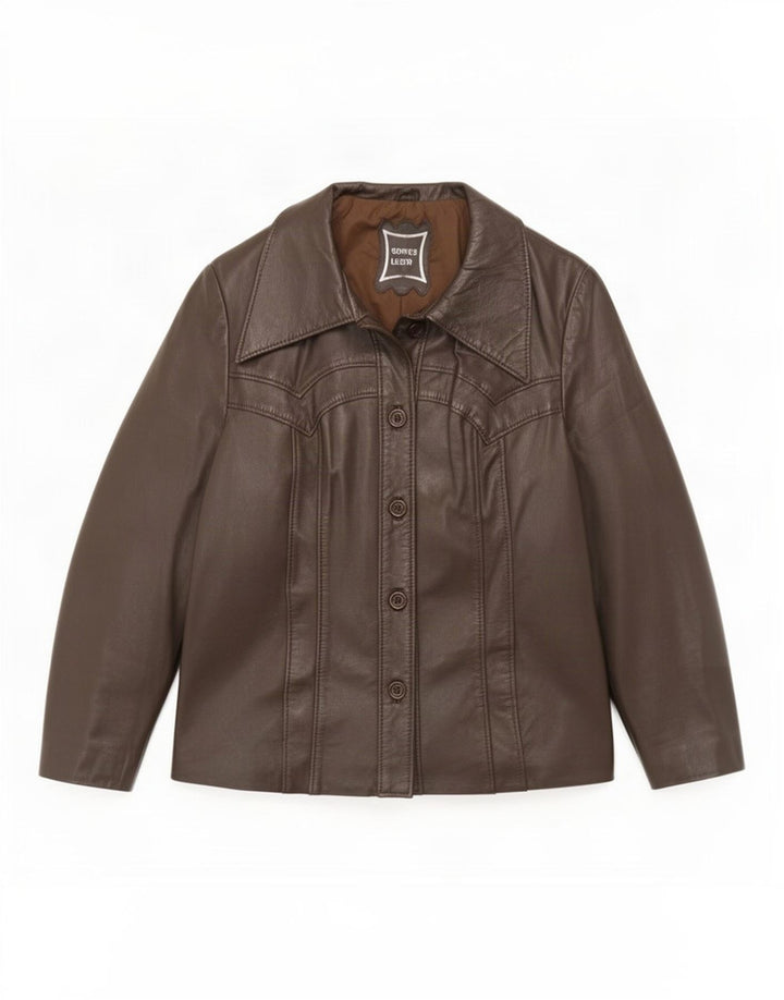 Chaqueta de cuero vintage para mujer IT 44 Marrón medio
