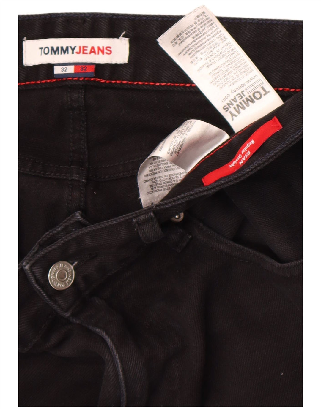 Tommy Hilfiger Vaqueros rectos regulares Ryan para hombre W32 L29 Algodón negro