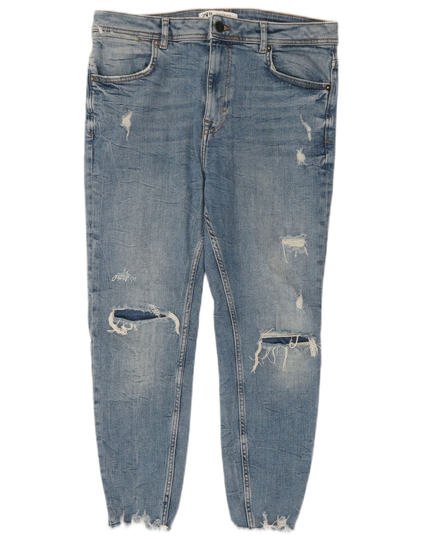 Zara Jeans ajustados desgastados para hombre EU 42 Large W32 L24 Algodón azul