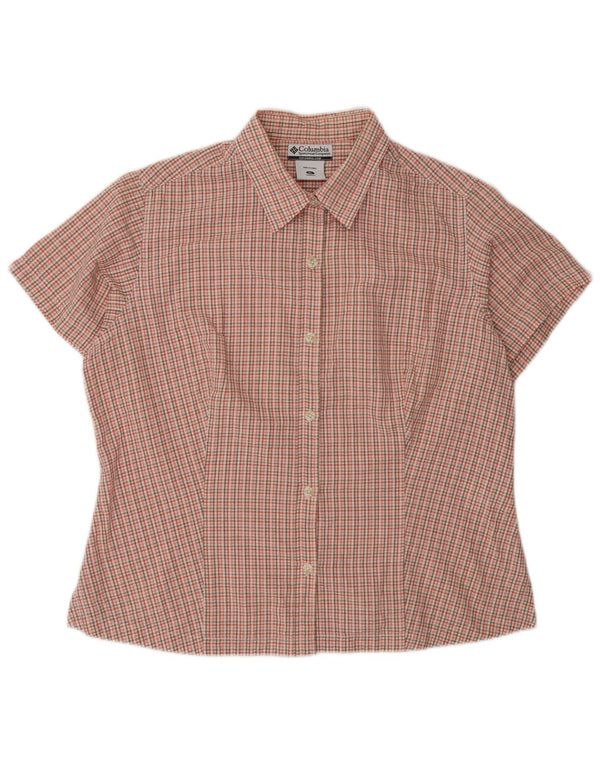 Columbia Camisa de manga corta para mujer UK 40 XL Algodón a cuadros rojo