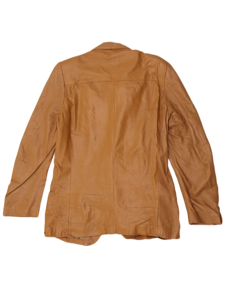 Vintage hombres 2 botones chaqueta blazer de cuero IT 48 beige medio