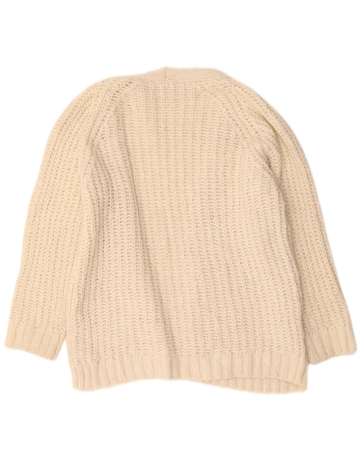 Zara Mujer Suéter Cárdigan Abierto De Gran Tamaño Reino Unido 44 Acrílico Beige Medio