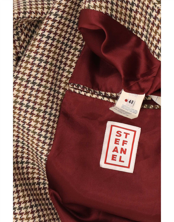 Stefanel Chaqueta tipo blazer de 2 botones para hombre IT 48 Acetato de pata de gallo marrón medio
