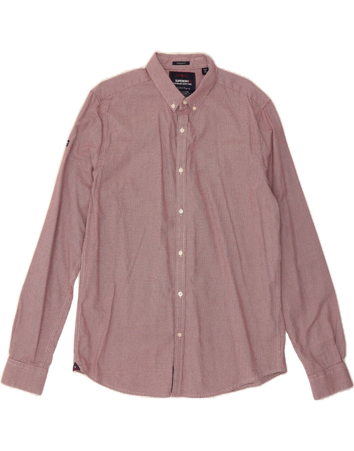 SUPERDRY Mens Regular Fit Shirt XL Red Houndstooth Cotton Vintage Superdry and Second-Hand Superdry from Messina Hembry 