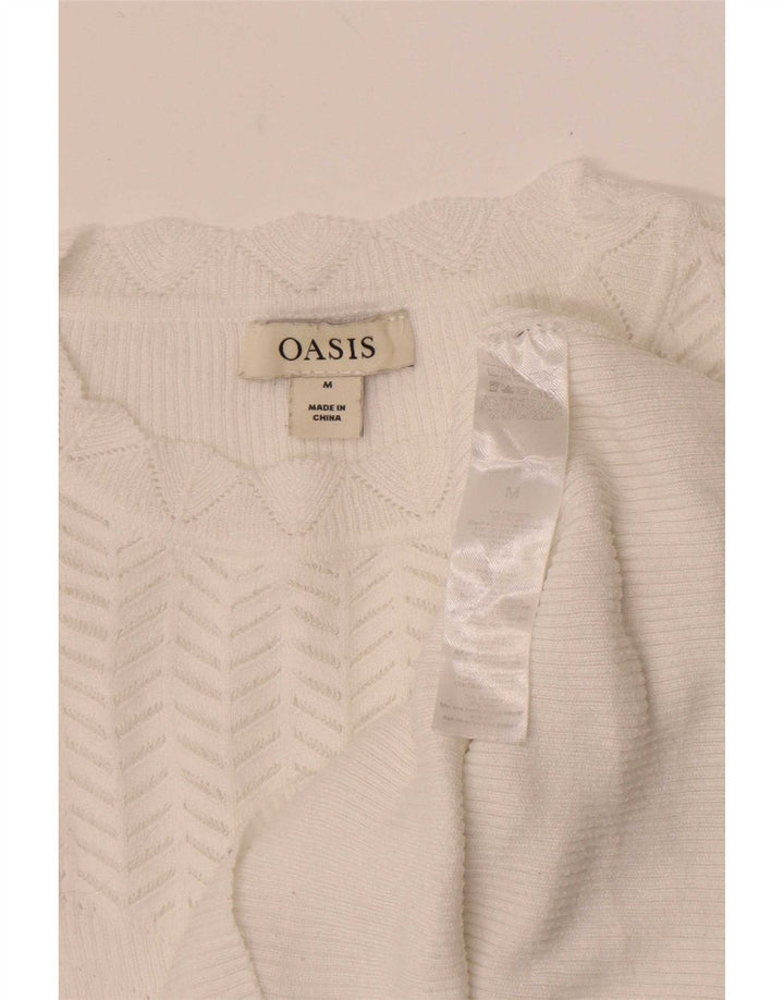 Oasis - Jersey de cuello redondo para mujer, talla 40, poliéster blanco mediano