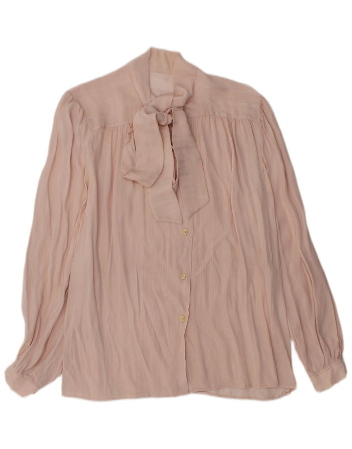 VINTAGE Womens Front Tie Shirt Blouse UK 12 Medium Pink