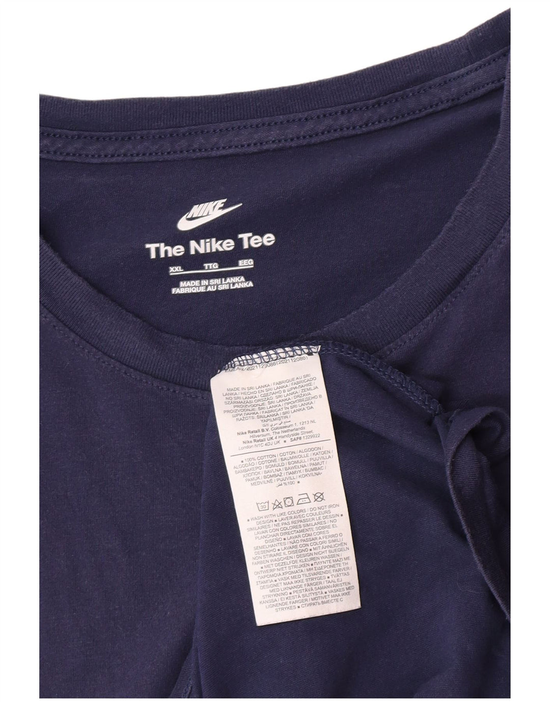 Camiseta Nike Hombre Top 2XL Azul Marino Algodón