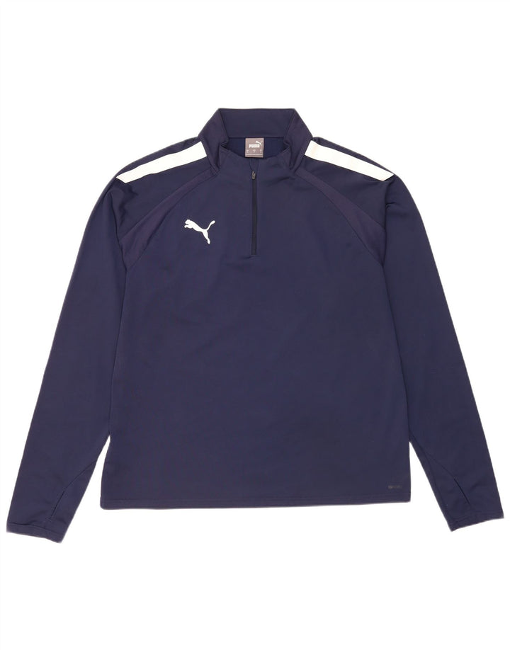 Puma Hombre Zip Neck Jersey Chándal Top XL Azul Marino Colorblock