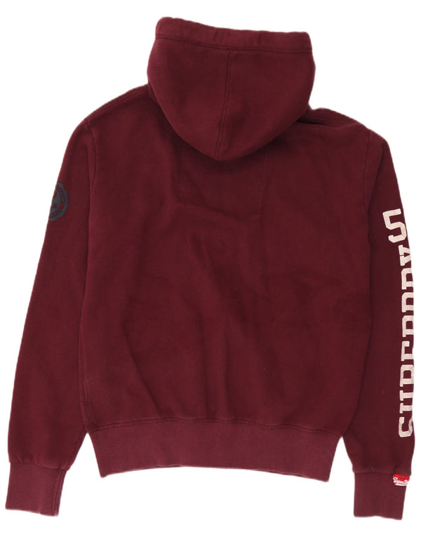 Superdry Sudadera con capucha y cremallera gráfica para hombre, tamaño grande, algodón burdeos