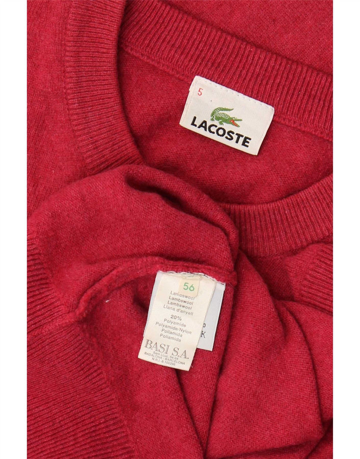 Lacoste - Jersey de cuello redondo para hombre, talla 5, lana de cordero rosa grande
