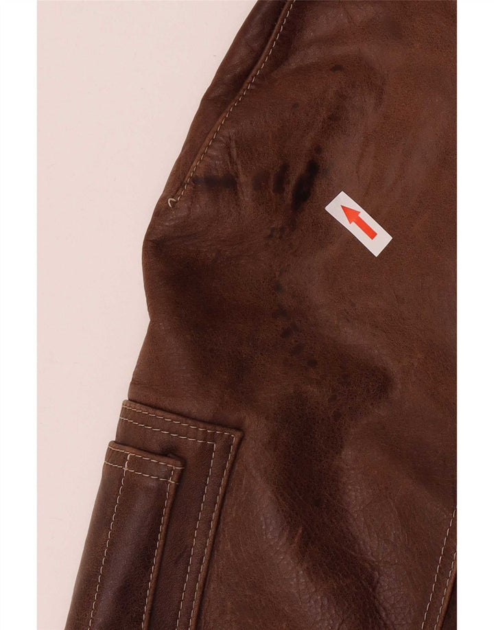Chaqueta bomber de cuero vintage para hombre IT 52 2XL Marrón