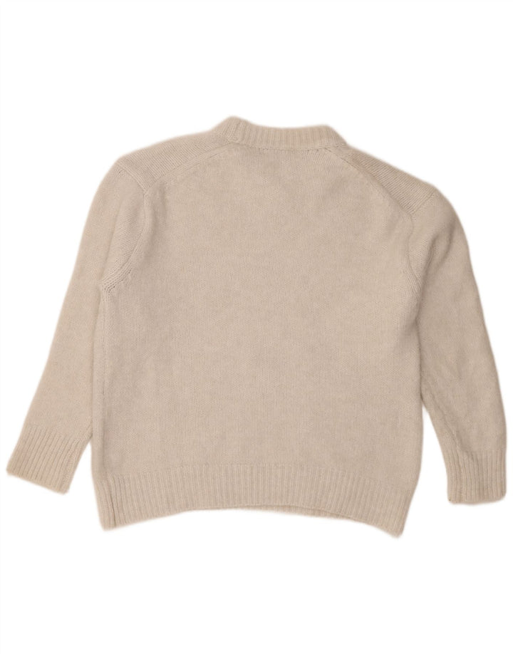 Zara - Jersey extragrande con cuello redondo para mujer, talla 40, poliéster blanco mediano