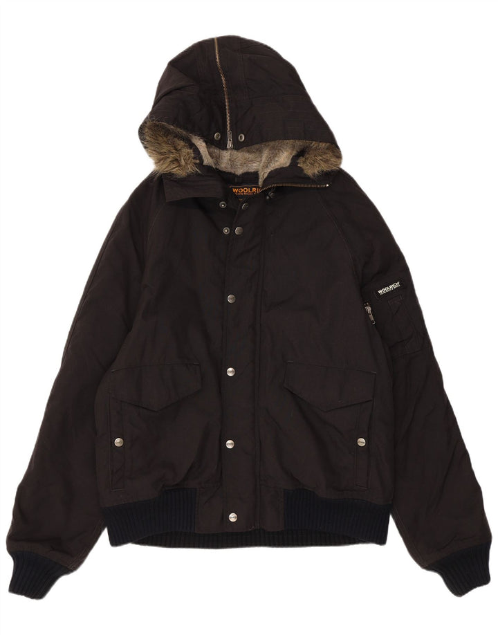 Woolrich Chaqueta bomber con capucha para hombre UK 40 Large Nylon negro