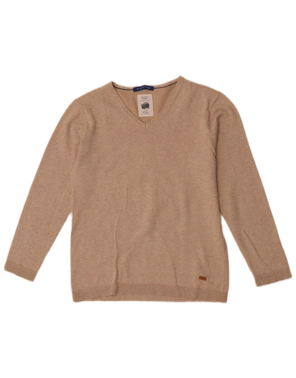 Zara Jersey con Cuello en V para Niños 11-12 Años Beige Moteado