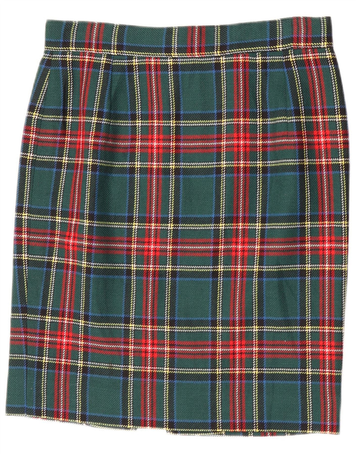 Falda lápiz vintage para mujer W30 cuadros verdes medianos
