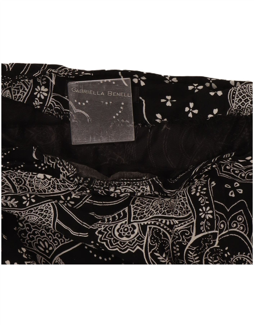 Gabriella Benelli Falda Acampanada para Mujer W28 Mediana Nylon Paisley Negro