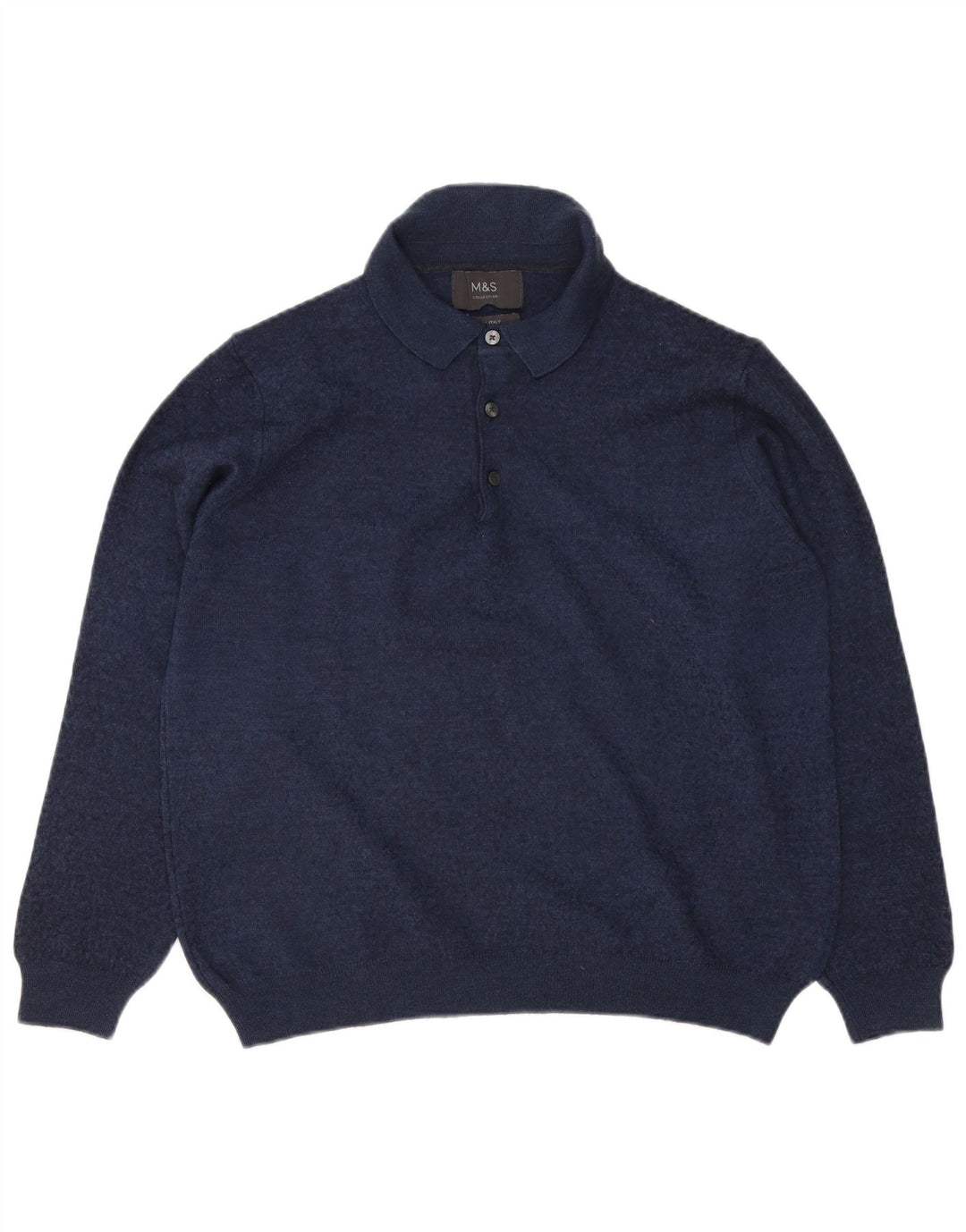 MARKS & SPENCER Jersey tipo polo para hombre con cuello tipo polo, medio, azul marino, moteado