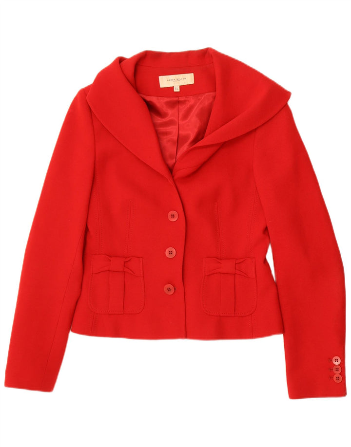 Karen Millen Chaqueta Blazer de 3 Botones para Mujer UK 42 Lana Roja Mediana