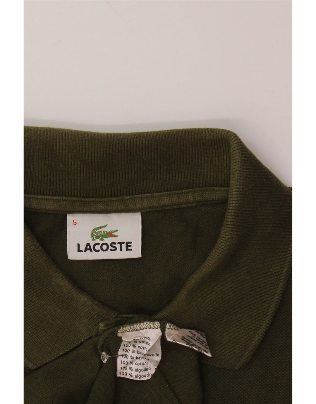 LACOSTE Polo para hombre talla 5 grande algodón caqui