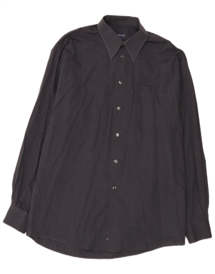 Camisa Kenzo Hombre Talla 41 16 Grande Gris Algodón