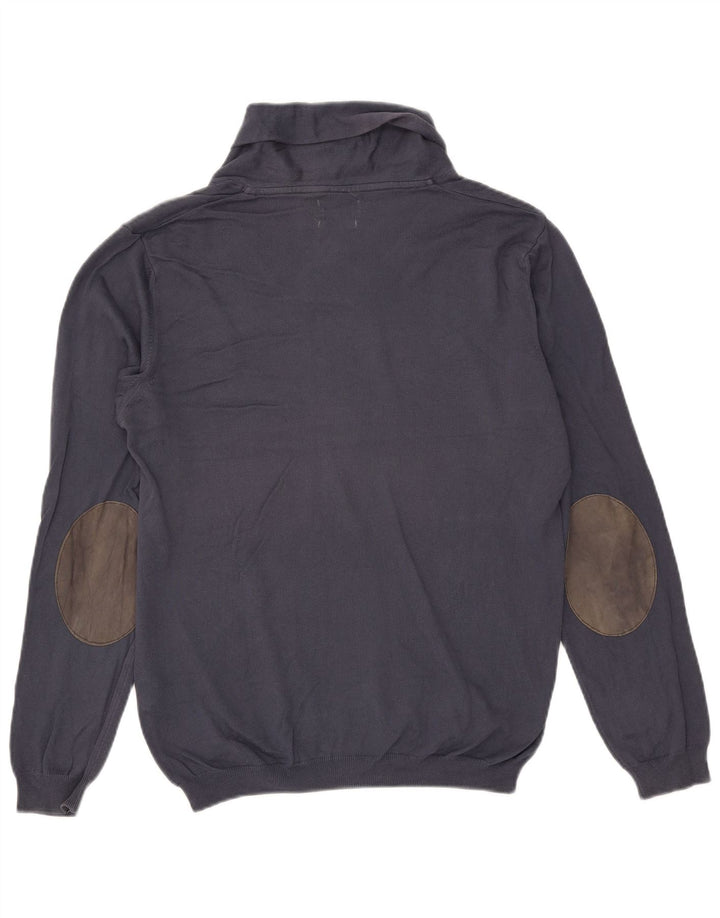Zara Hombre Jersey Con Cuello Chal Sueter Medio Azul Marino Algodón