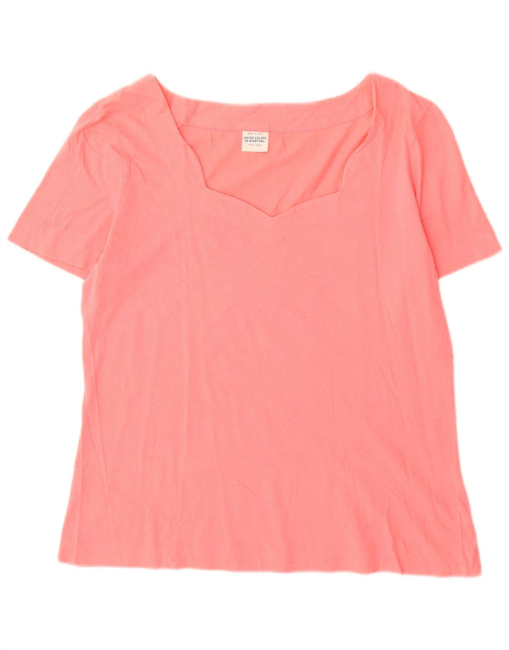 Benetton Camiseta De Mujer ES 44 Medio Rosa Algodón