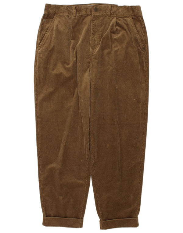Marks & Spencer Pantalones de pana de cintura alta para mujer UK 44 Large W32 L27 Bro