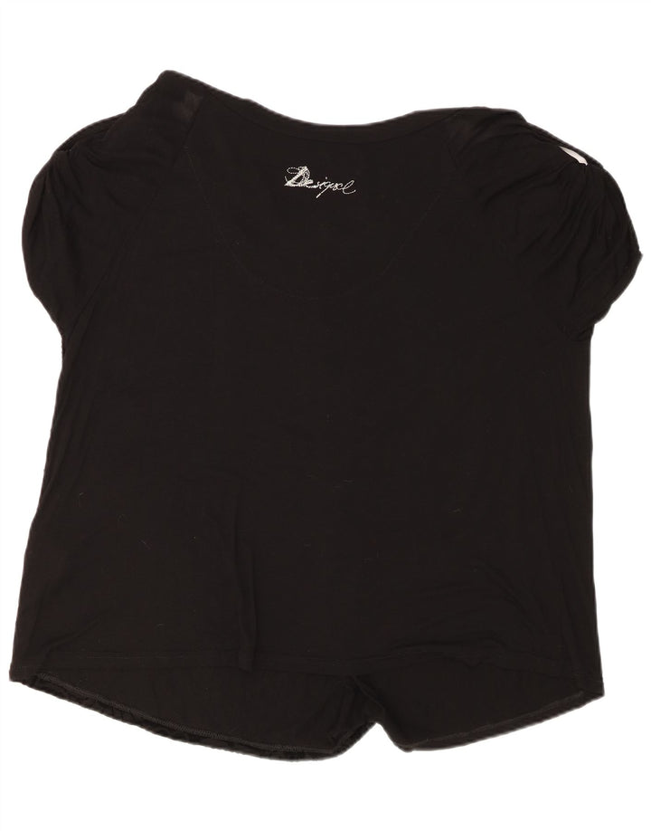 Top Desigual para mujer UK 44 Medium Black Viscosa