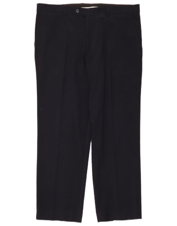 Zara Pantalón de traje recto para hombre EU 48 XL W38 L28 Azul marino Poliéster