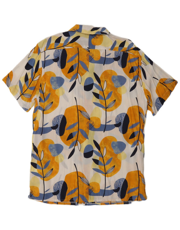 Camisa vintage de manga corta para hombre 2XL Viscosa floral multicolor