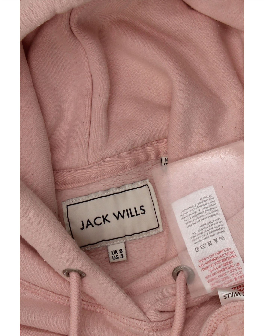 JACK WILLS Jersey con capucha gráfico para mujer UK 8 Small Pink Cotton